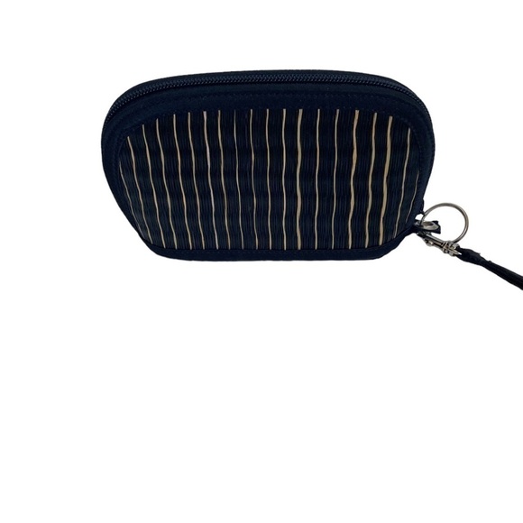 Baskets of Cambodia Woven Wristlet Make Up Bag Mini Coin Purse Black Cream OS - Picture 10 of 12